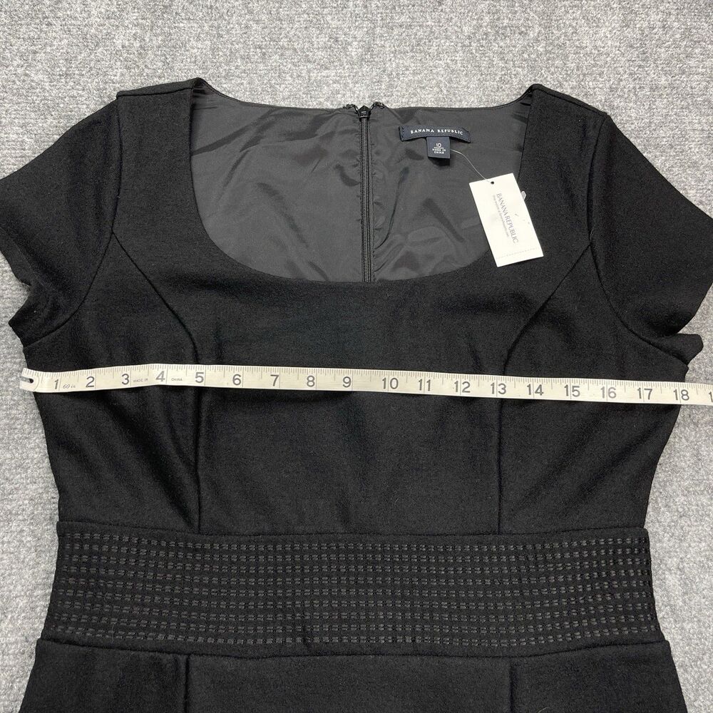 Banana Republic Little Black Wool Dress Sz 10 Embroidered Waist Lined NEW W Tags - Picture 10 of 14